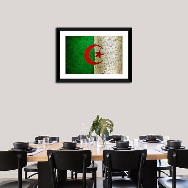 Algerian Flag On Grunge Canvas Wall Art-3 Horizontal-Gallery Wrap-25" x 16"-Tiaracle