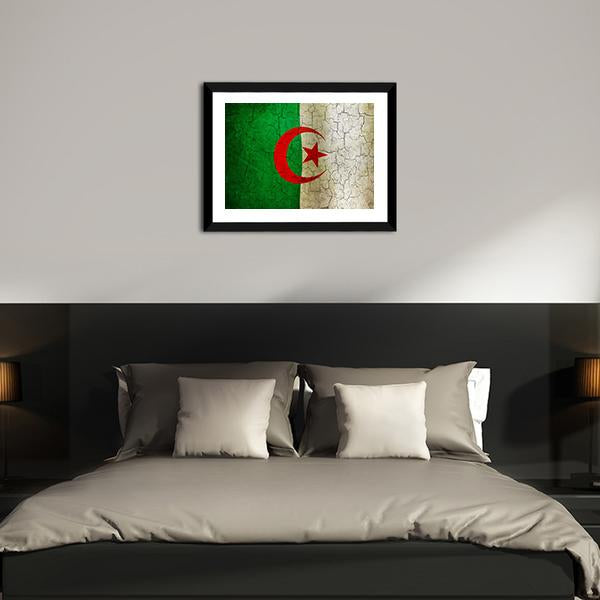 Algerian Flag On Grunge Canvas Wall Art-3 Horizontal-Gallery Wrap-25" x 16"-Tiaracle