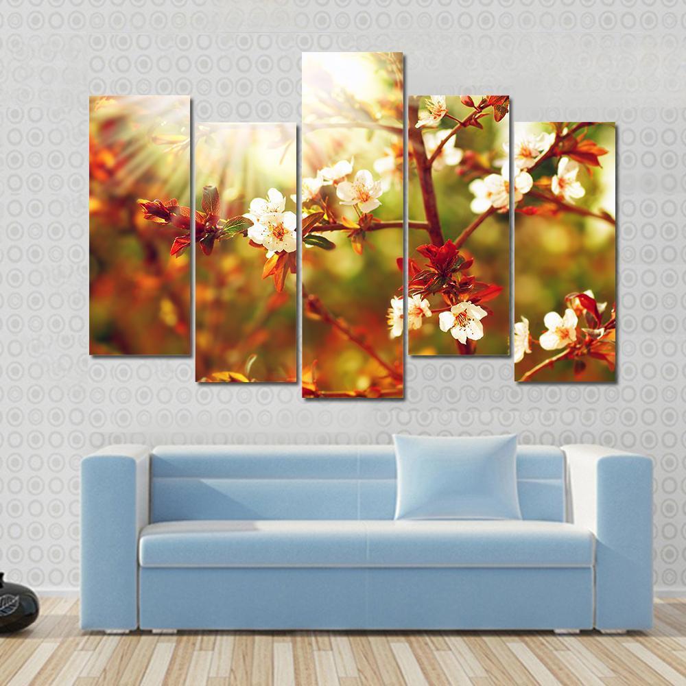 Almond Tree Blossom In Spring Canvas Wall Art-5 Pop-Gallery Wrap-47" x 32"-Tiaracle