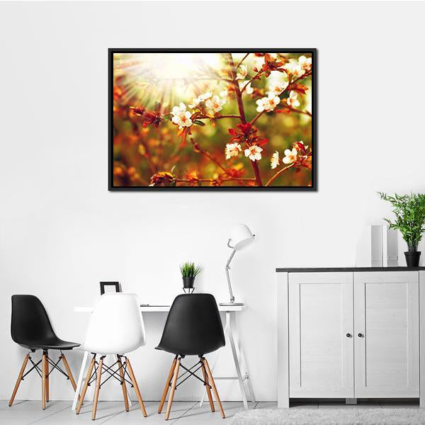 Almond Tree Blossom In Spring Canvas Wall Art-3 Horizontal-Gallery Wrap-25" x 16"-Tiaracle