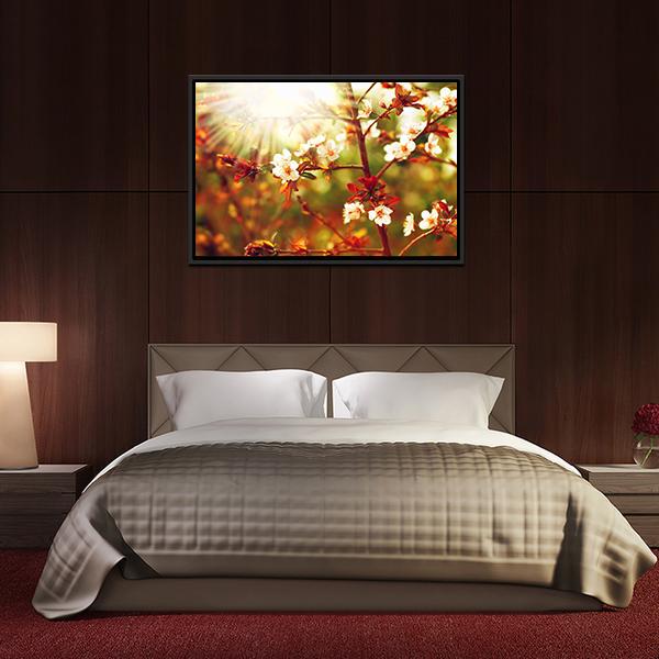 Almond Tree Blossom In Spring Canvas Wall Art-3 Horizontal-Gallery Wrap-25" x 16"-Tiaracle