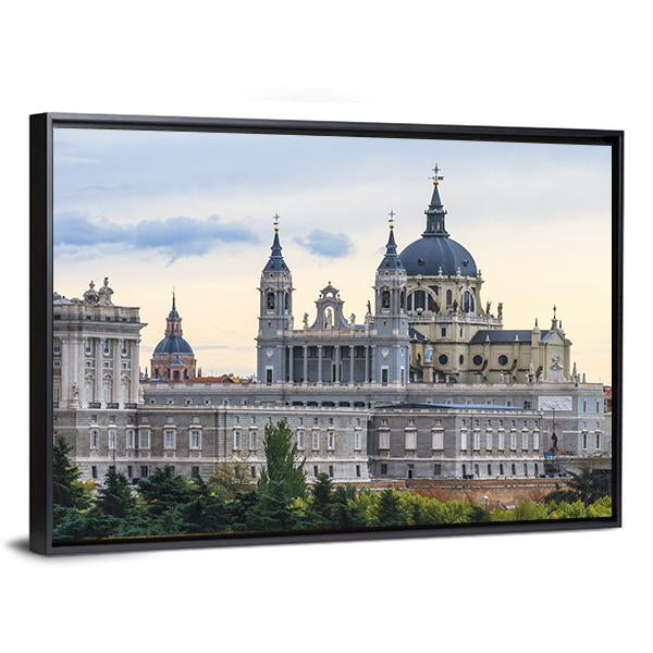 Almudena Cathedral Canvas Wall Art-3 Horizontal-Gallery Wrap-25" x 16"-Tiaracle