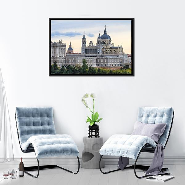 Almudena Cathedral Canvas Wall Art-3 Horizontal-Gallery Wrap-25" x 16"-Tiaracle