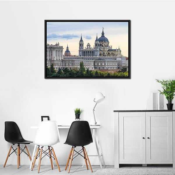 Almudena Cathedral Canvas Wall Art-3 Horizontal-Gallery Wrap-25" x 16"-Tiaracle