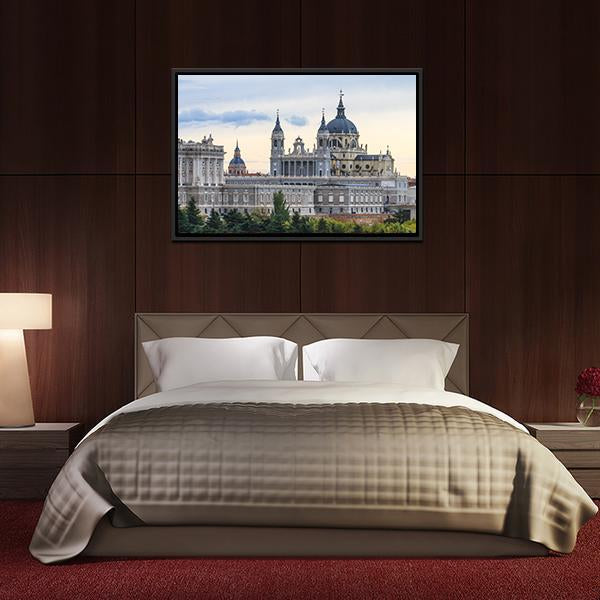Almudena Cathedral Canvas Wall Art-3 Horizontal-Gallery Wrap-25" x 16"-Tiaracle