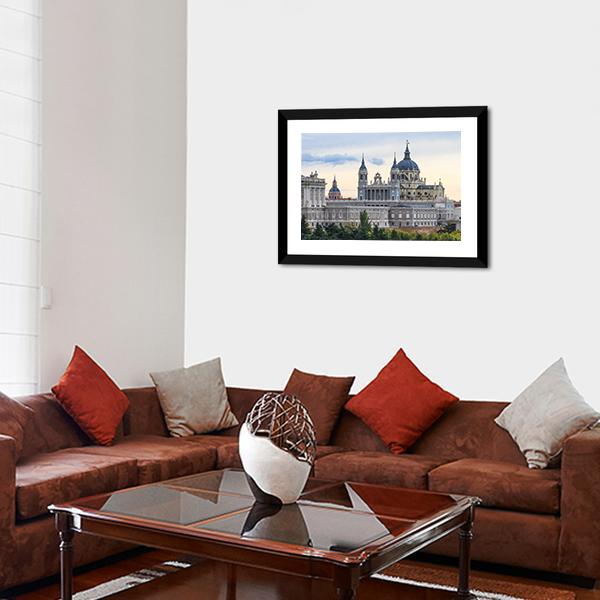 Almudena Cathedral Canvas Wall Art-3 Horizontal-Gallery Wrap-25" x 16"-Tiaracle