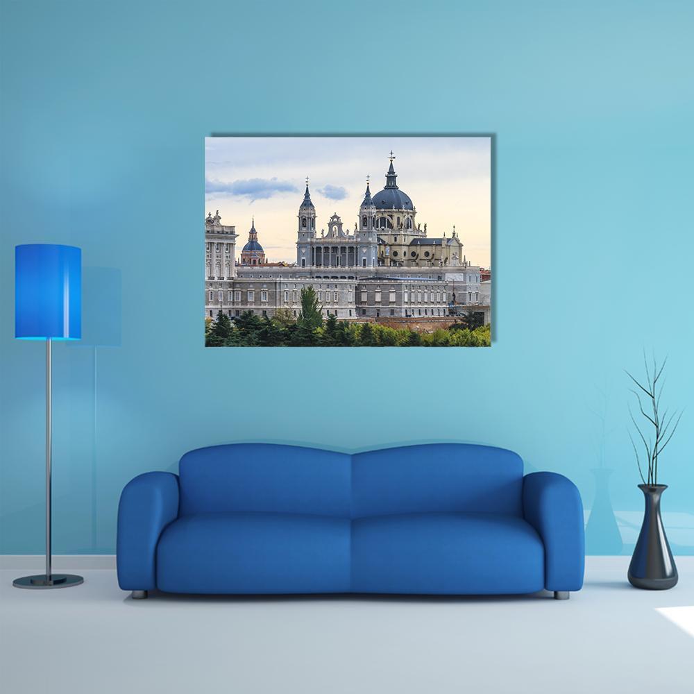 Almudena Cathedral Canvas Wall Art-1 Piece-Gallery Wrap-48" x 32"-Tiaracle