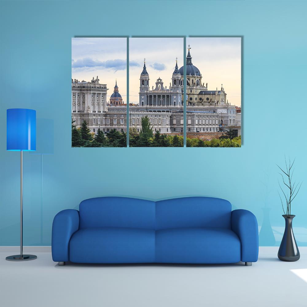 Almudena Cathedral Canvas Wall Art-3 Horizontal-Gallery Wrap-37" x 24"-Tiaracle