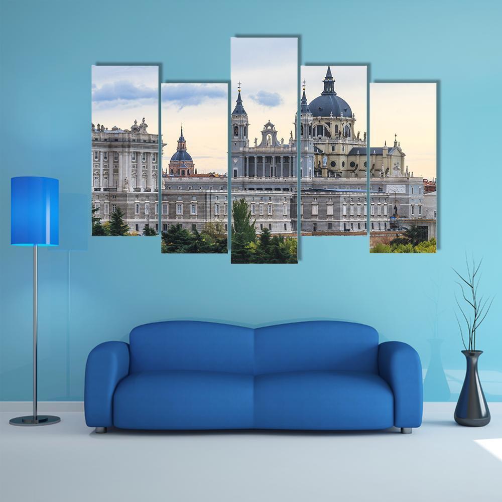 Almudena Cathedral Canvas Wall Art-5 Pop-Gallery Wrap-47" x 32"-Tiaracle