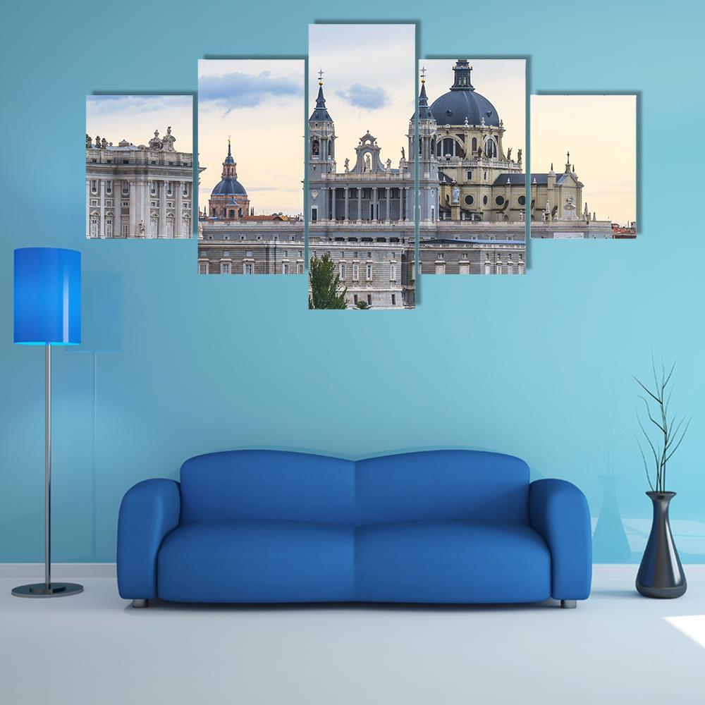 Almudena Cathedral Canvas Wall Art-5 Star-Gallery Wrap-62" x 32"-Tiaracle