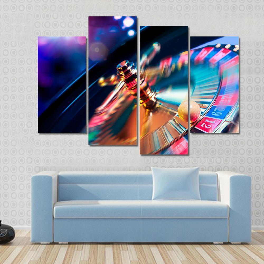 Casino Wheel In Motion Canvas Wall Art-4 Pop-Gallery Wrap-50" x 32"-Tiaracle