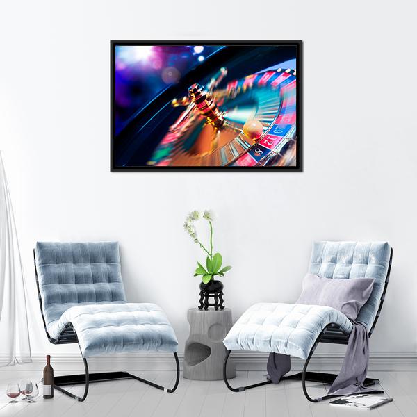 Casino Wheel In Motion Canvas Wall Art-3 Horizontal-Gallery Wrap-25" x 16"-Tiaracle