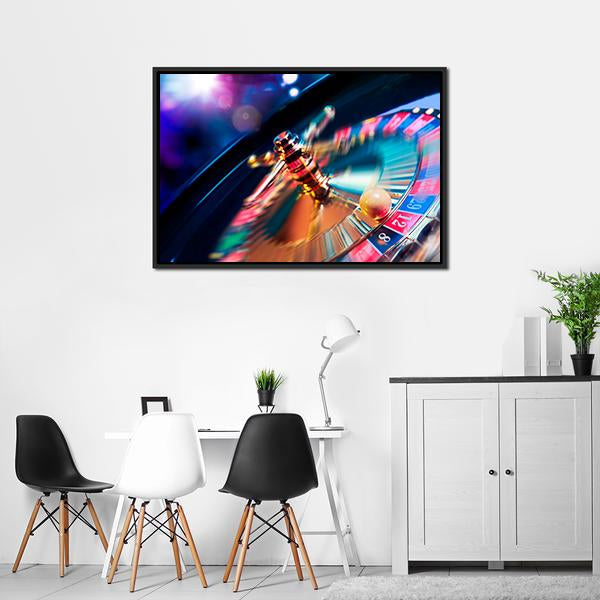 Casino Wheel In Motion Canvas Wall Art-3 Horizontal-Gallery Wrap-25" x 16"-Tiaracle