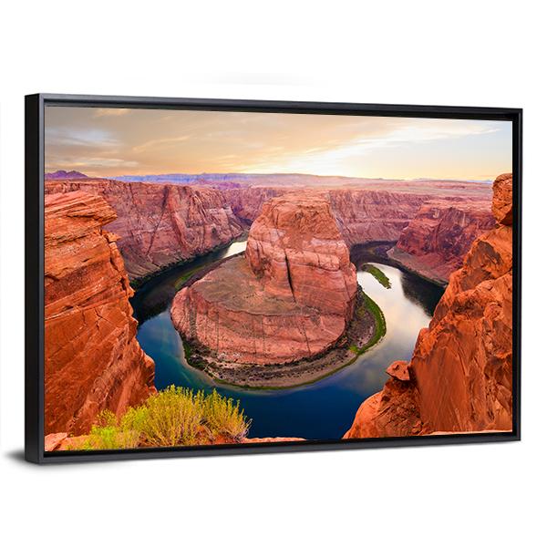 Amazing Sunset At Horseshoe Bend Canvas Wall Art-3 Horizontal-Gallery Wrap-25" x 16"-Tiaracle