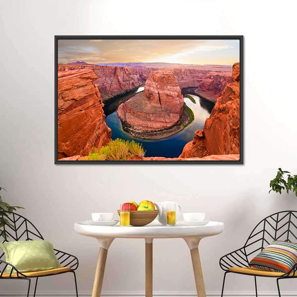 Amazing Sunset At Horseshoe Bend Canvas Wall Art-3 Horizontal-Gallery Wrap-25" x 16"-Tiaracle