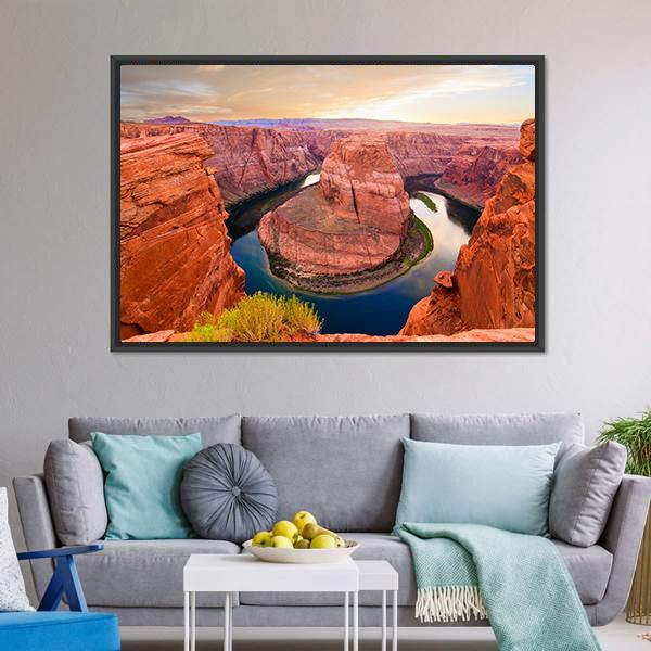 Amazing Sunset At Horseshoe Bend Canvas Wall Art-3 Horizontal-Gallery Wrap-25" x 16"-Tiaracle