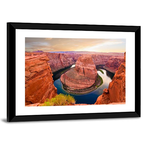 Amazing Sunset At Horseshoe Bend Canvas Wall Art-3 Horizontal-Gallery Wrap-25" x 16"-Tiaracle