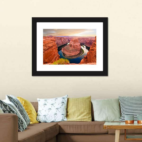 Amazing Sunset At Horseshoe Bend Canvas Wall Art-3 Horizontal-Gallery Wrap-25" x 16"-Tiaracle