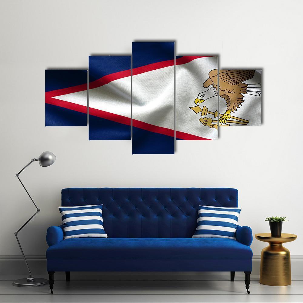 American Samoa Flag Canvas Wall Art-5 Star-Gallery Wrap-62" x 32"-Tiaracle