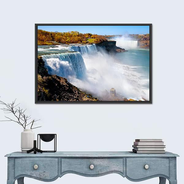 American Side Of Niagara Falls Canvas Wall Art-1 Piece-Floating Frame-24" x 16"-Tiaracle