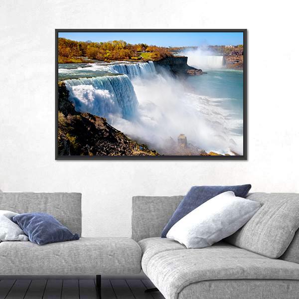 American Side Of Niagara Falls Canvas Wall Art-3 Horizontal-Gallery Wrap-25" x 16"-Tiaracle