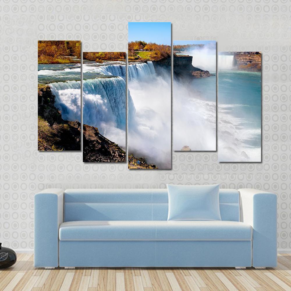 American Side Of Niagara Falls Canvas Wall Art-5 Pop-Gallery Wrap-47" x 32"-Tiaracle