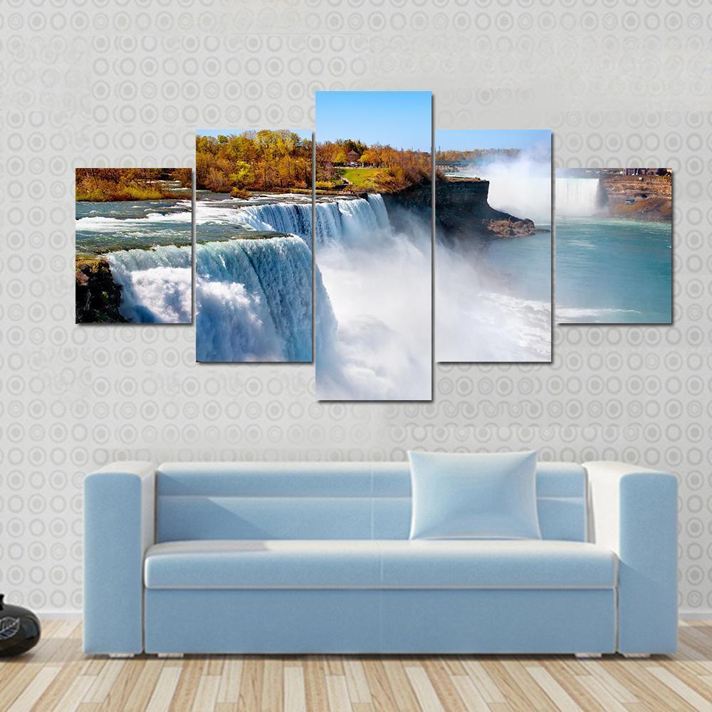 American Side Of Niagara Falls Canvas Wall Art-5 Star-Gallery Wrap-62" x 32"-Tiaracle