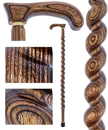 Scratch and Dent  Brown Colortone Classic Rope Twist Derby Handle Walking Cane With laminate Birchwood Shaft  V1594