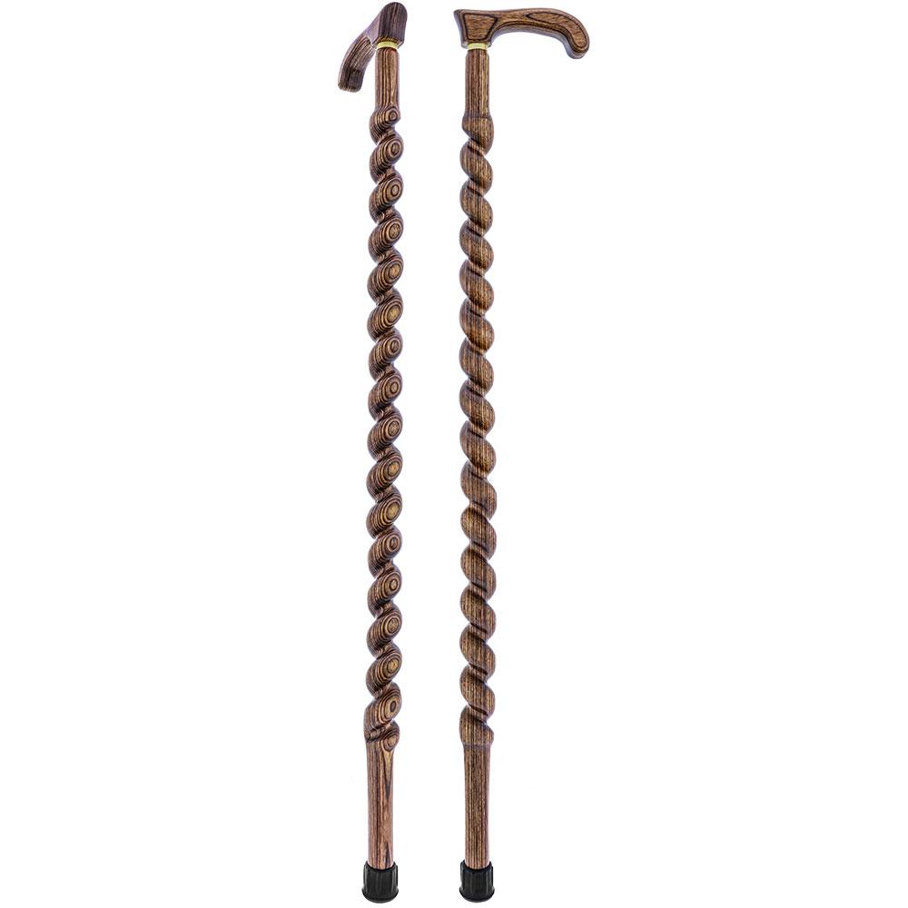 Scratch and Dent  Brown Colortone Classic Rope Twist Derby Handle Walking Cane With laminate Birchwood Shaft  V1594