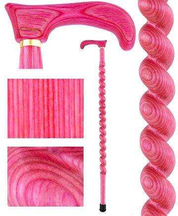 Scratch and Dent Pink Colortone Classic Rope Twist Derby Handle Walking Cane With laminate Birchwood Shaft v1599