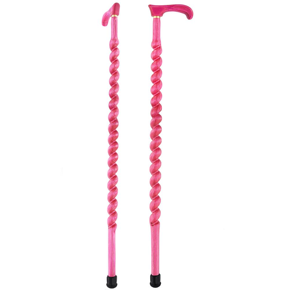 Scratch and Dent Pink Colortone Classic Rope Twist Derby Handle Walking Cane With laminate Birchwood Shaft v1599