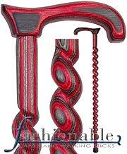 Scratch and Dent Red & Black Colortone Spiral Rope Derby Handle Walking Cane w/ laminate Birchwood Shaft V1912