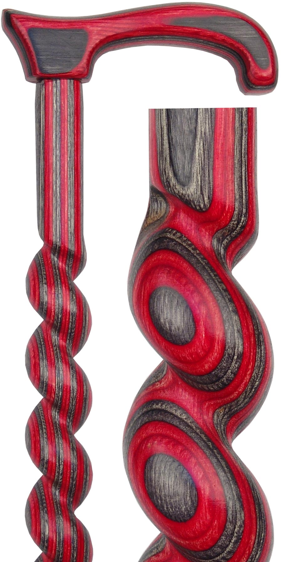 Scratch and Dent Red & Black Colortone Spiral Rope Derby Handle Walking Cane w/ laminate Birchwood Shaft V1912