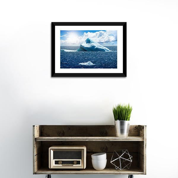 Antarctic Ice Island In Atlantic Ocean Canvas Wall Art-1 Piece-Framed Print-20" x 16"-Tiaracle