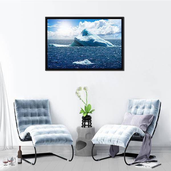 Antarctic Ice Island In Atlantic Ocean Canvas Wall Art-3 Horizontal-Gallery Wrap-25" x 16"-Tiaracle