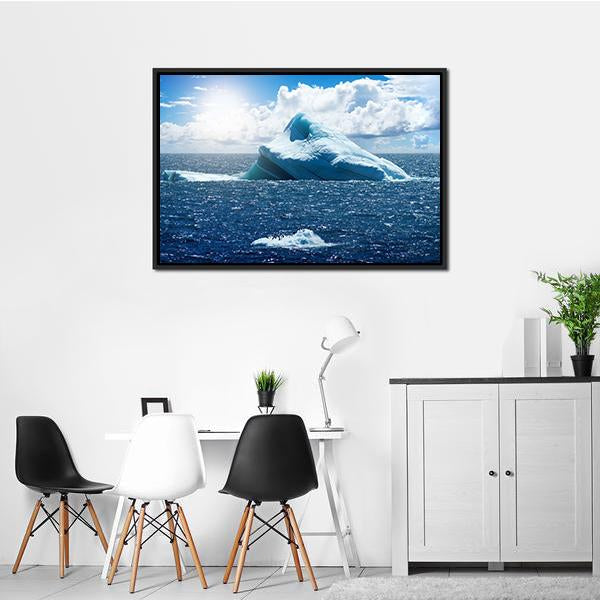 Antarctic Ice Island In Atlantic Ocean Canvas Wall Art-3 Horizontal-Gallery Wrap-25" x 16"-Tiaracle