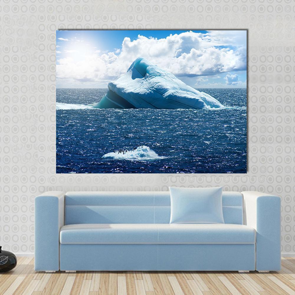 Antarctic Ice Island In Atlantic Ocean Canvas Wall Art-1 Piece-Gallery Wrap-48" x 32"-Tiaracle