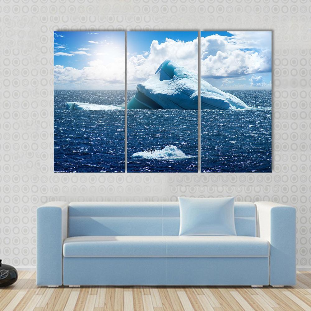 Antarctic Ice Island In Atlantic Ocean Canvas Wall Art-3 Horizontal-Gallery Wrap-37" x 24"-Tiaracle