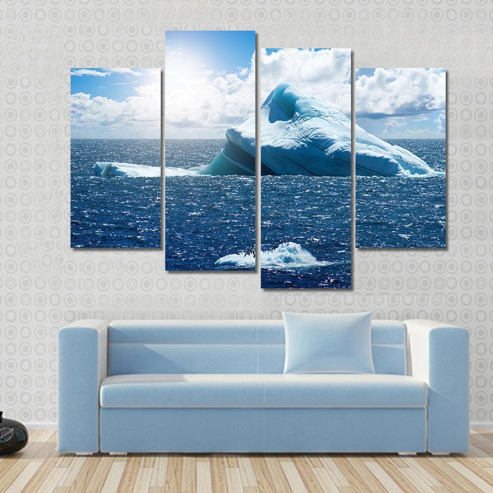 Antarctic Ice Island In Atlantic Ocean Canvas Wall Art-4 Pop-Gallery Wrap-50" x 32"-Tiaracle