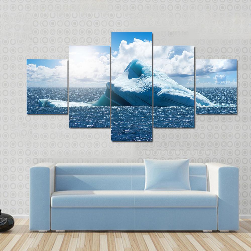 Antarctic Ice Island In Atlantic Ocean Canvas Wall Art-5 Star-Gallery Wrap-62" x 32"-Tiaracle