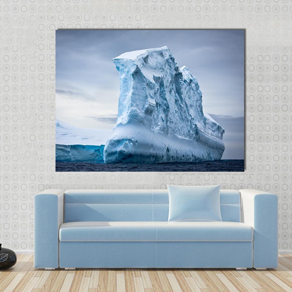 Antarctic Iceberg In The Snow Canvas Wall Art-1 Piece-Gallery Wrap-48" x 32"-Tiaracle