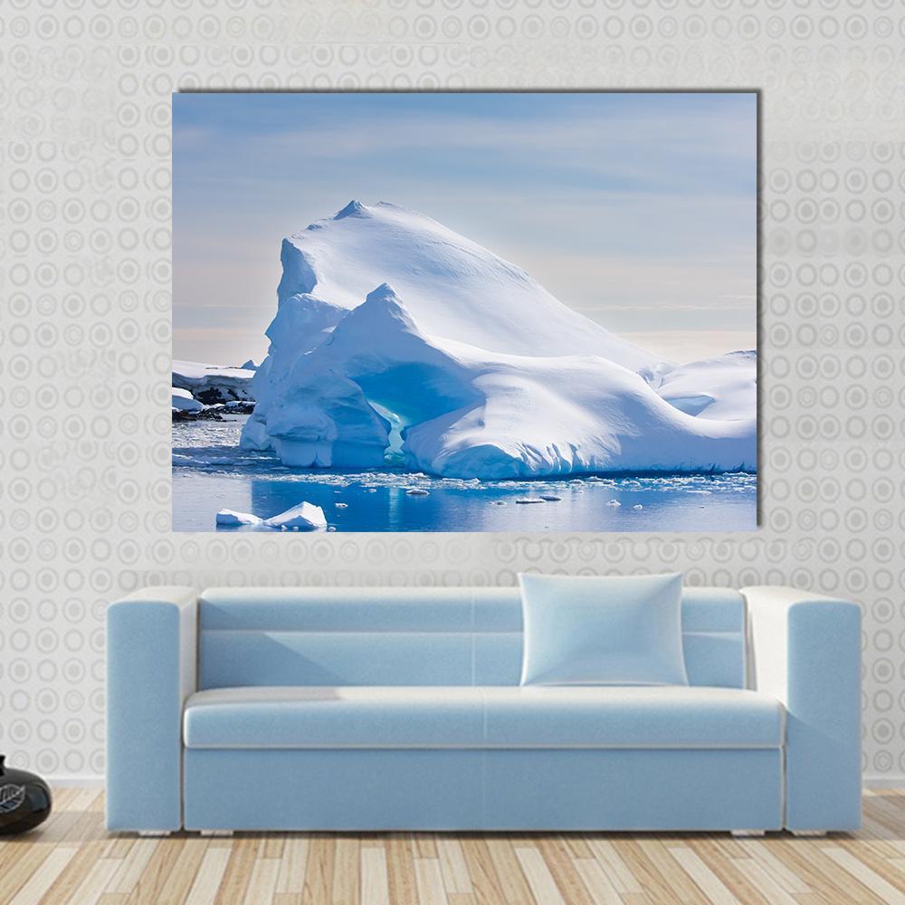 Antarctic Iceberg In The Snow Canvas Wall Art-1 Piece-Gallery Wrap-48" x 32"-Tiaracle