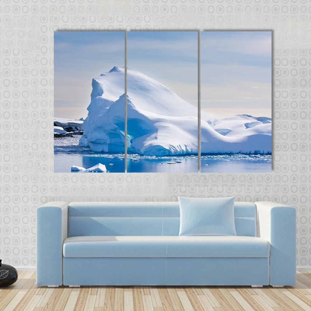 Antarctic Iceberg In The Snow Canvas Wall Art-3 Horizontal-Gallery Wrap-37" x 24"-Tiaracle