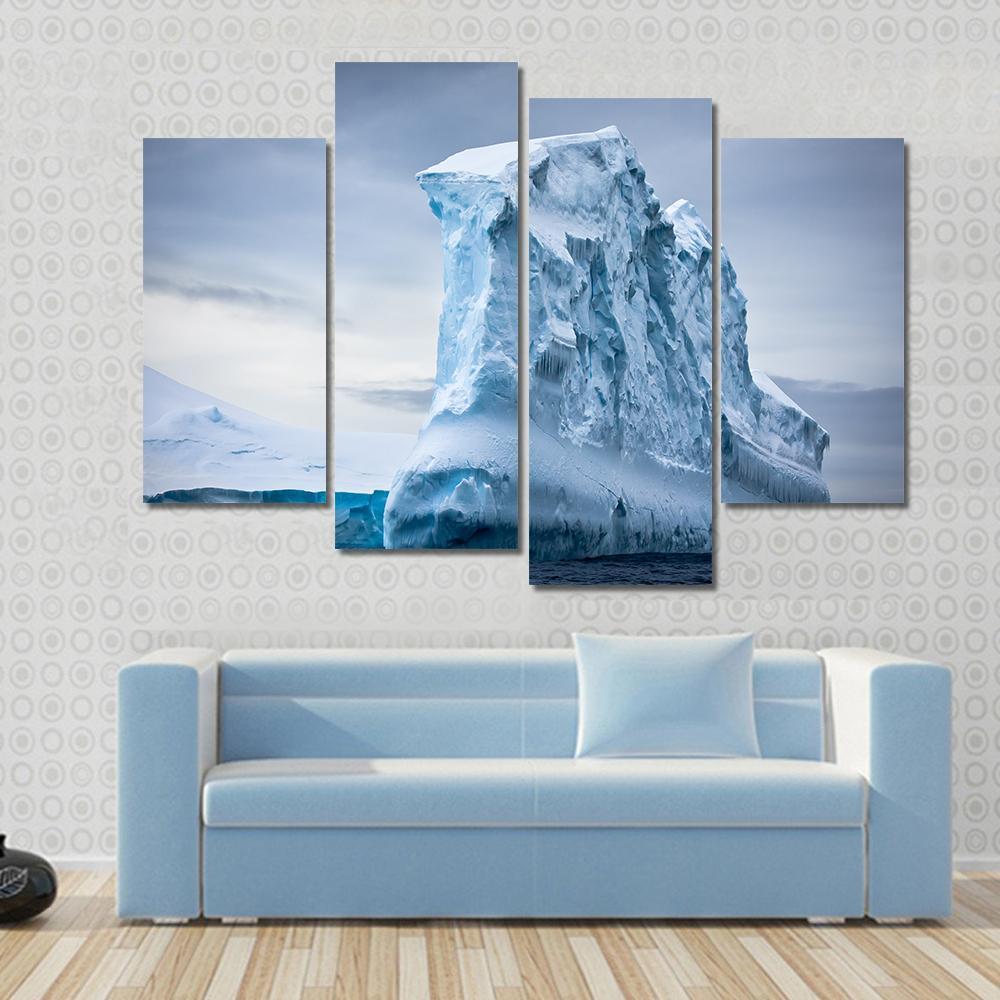 Antarctic Iceberg In The Snow Canvas Wall Art-4 Pop-Gallery Wrap-50" x 32"-Tiaracle