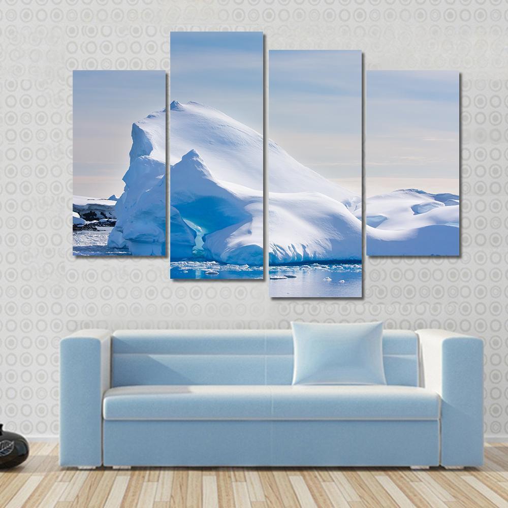 Antarctic Iceberg In The Snow Canvas Wall Art-4 Pop-Gallery Wrap-50" x 32"-Tiaracle