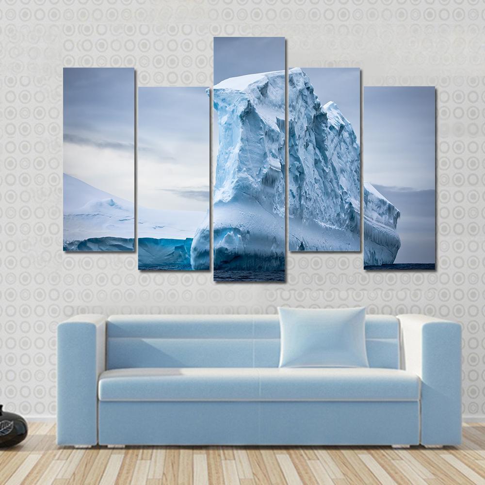 Antarctic Iceberg In The Snow Canvas Wall Art-5 Pop-Gallery Wrap-47" x 32"-Tiaracle