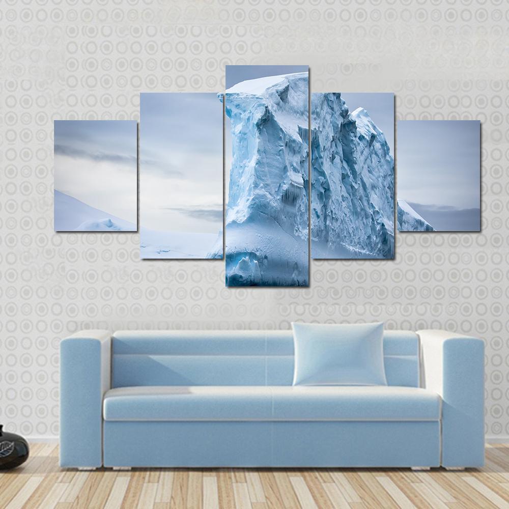 Antarctic Iceberg In The Snow Canvas Wall Art-5 Star-Gallery Wrap-62" x 32"-Tiaracle