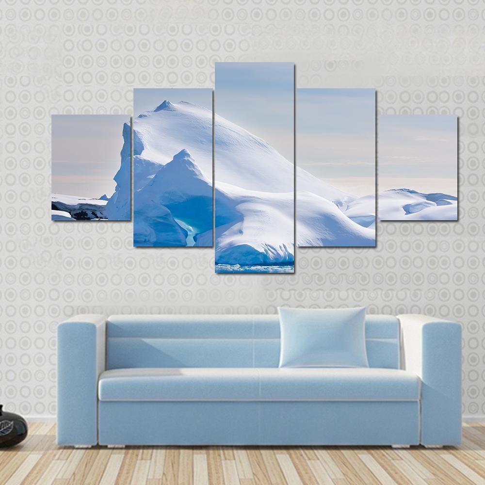 Antarctic Iceberg In The Snow Canvas Wall Art-5 Star-Gallery Wrap-62" x 32"-Tiaracle