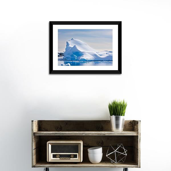 Antarctic Iceberg In The Snow Canvas Wall Art-1 Piece-Framed Print-20" x 16"-Tiaracle