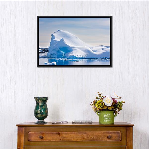 Antarctic Iceberg In The Snow Canvas Wall Art-1 Piece-Floating Frame-24" x 16"-Tiaracle